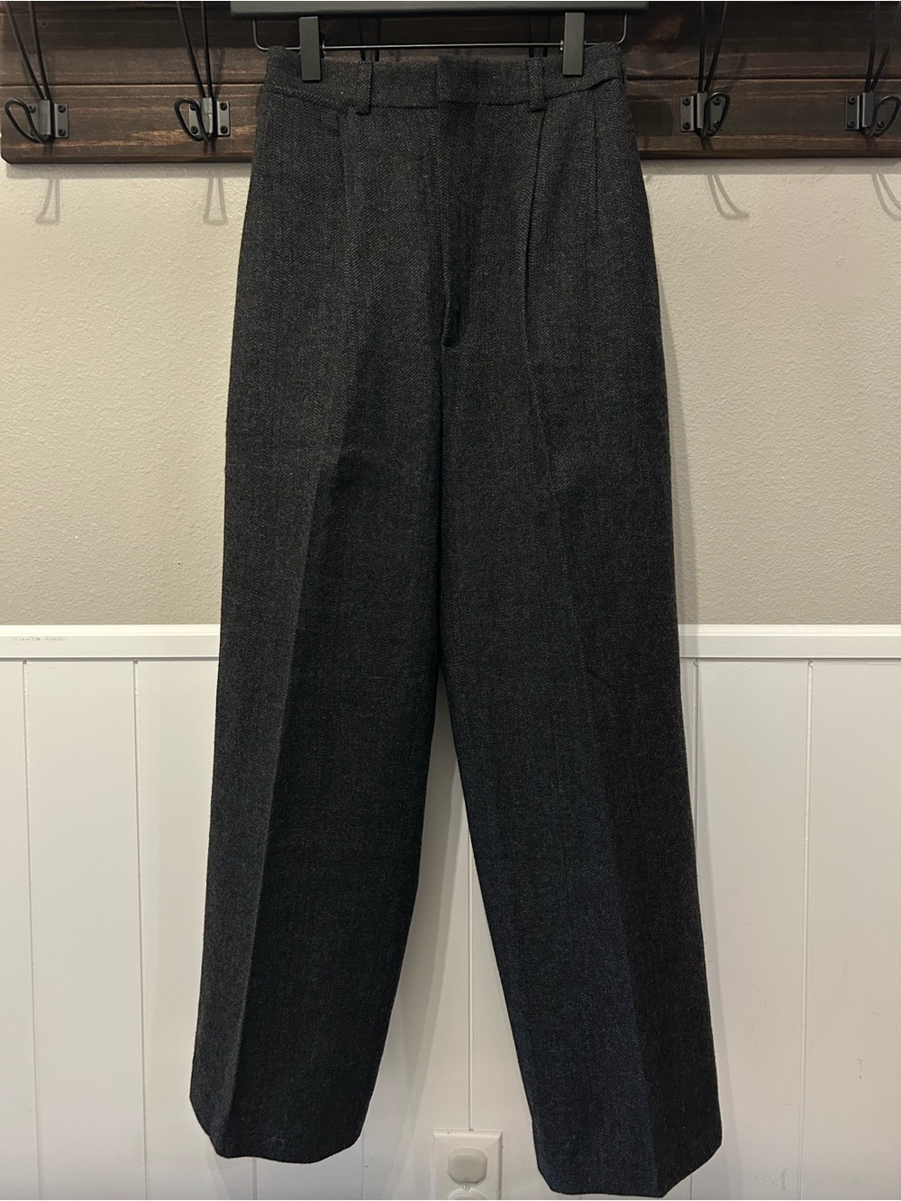 Vintage Ralph Lauren High Rise Ankle Wool Trousers USA Charcoal Gray 80s 90s - Picture 2 of 10